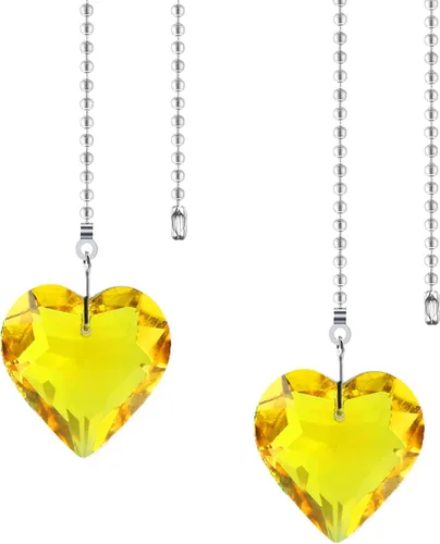 Vista 10 de Extensor de cadena para ventilador de techo, paquete de 2 colgantes decorativos de prisma de corazón de cristal de 12 pulgadas con conectores de AB