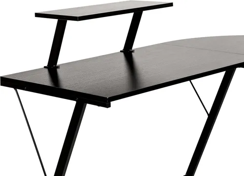 Vista 8 de Flash Furniture Ginny - Escritorio esquinero para juegos en forma de L para ahorrar espacio y estante para monitor, escritorio de computadora de 2