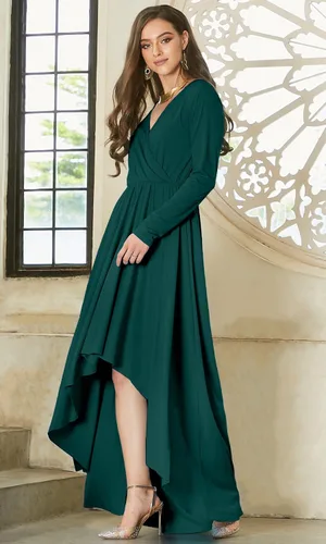 Vista 3 de KOH KOH Vestido de cóctel formal de otoño e invierno con abertura para mujer