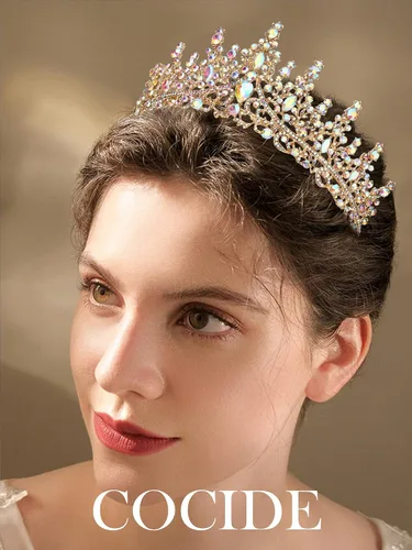 Vista 4 de COCIDE Tiaras para mujeres y niñas, Cristal Diamante falso, Cristal