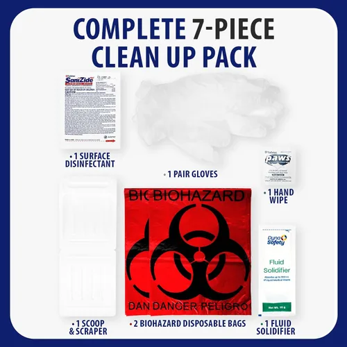 Vista 6 de MFASCO Kit de derrames de patógenos transmitidos por la sangre, bolsa de limpieza, kit desechable de limpieza de vómitos para restaurantes