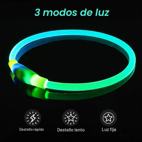 Vista 3 de Collares de perro iluminados, collar de perro Dlitk LED recargable por USB, 1 unidad, collar brillante de poliuretano termoplástico para perros