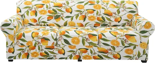 Vista 45 de hyha Funda para sofá, fundas para sofá biplaza, diseño floral, elásticas, estampadas, 3 piezas, fundas para sofá de 2 cojines separados, protector