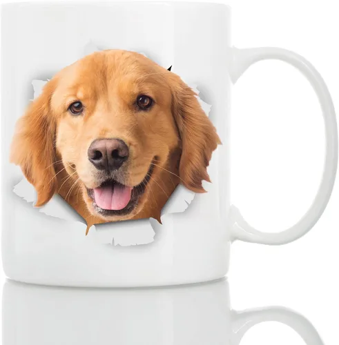 Vista 9 de Golden Retriever - Taza de café divertida de cerámica, regalo perfecto para amantes de los perros, taza de café Golden Retriever, gran cumpleaños