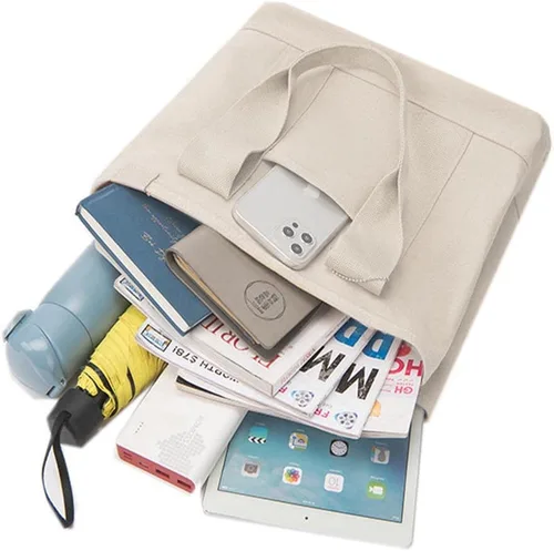 Vista 6 de Bolso cruzado de lona para mujer, bolso de hombro con múltiples bolsillos con cremallera, bolso de mano, bolso hobo, bolsa de uso diario