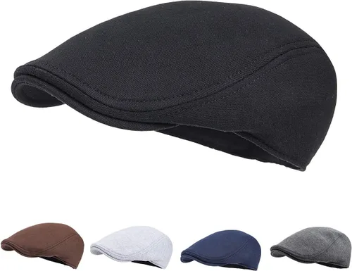 Vista 4 de FEINION Gorra Newsboy de Algodón para Hombre de Ajuste Suave Sombrero de Taxista