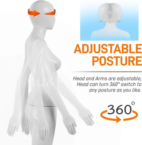 Vista 7 de SereneLife Maniquíes ajustables masculinos y femeninos de cuerpo completo-73 y cuerpo-68.9 formas de vestido de hombre desmontables figura entera