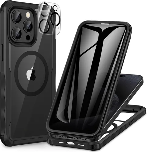Vista 123 de CENHUFO Funda de privacidad para iPhone 11 Pro, funda de cuerpo completo con protector de pantalla de privacidad de vidrio templado 9H integrado