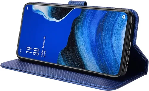 Vista 5 de Funda de piel sintética con tapa para Oppo Reno2 Z, para Oppo Reno2 F, funda con tapa de piel sintética, color azul
