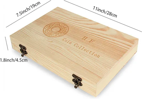 Vista 6 de Soporte para cápsulas de monedas de madera, caja de almacenamiento de monedas con junta de espuma para suministros de colección de monedas