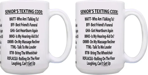 Vista 9 de ThisWear Jubilación Taza de café de cerámica con código de texto para personas mayores de 11 onzas, color blanco 11oz - Blanco