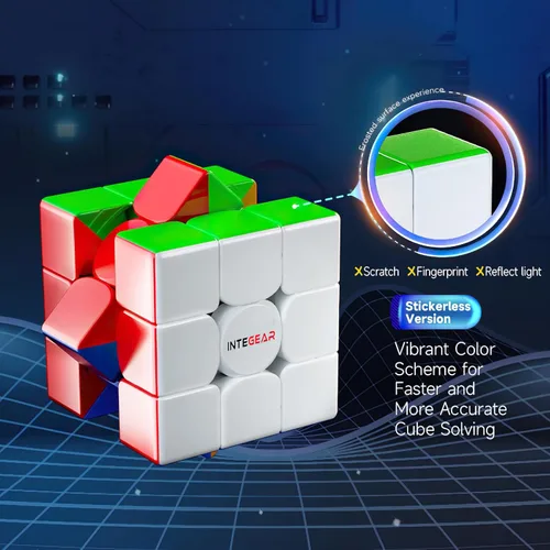 Vista 5 de INTEGEAR Cubo magnético de velocidad de tamaño completo de 56mm, sin calcomanías, 3x3, fácil de girar y suave, duradero, rompecabezas de juguete