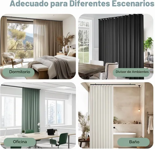 Vista 7 de Riel de Cortina de Techo Flexible, Rieles de Cortina Divisores de Habitación Curvables con Clips para Montaje en Techo, Rieles de Cortinas