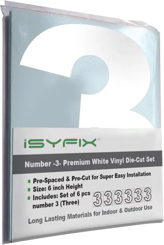 Vista 38 de iSYFIX - Calcomanías de vinilo blancas con número 0 (cero) - Juego de 6 unidades de 1.5 pulgadas autoadhesivas - Decalcomanías premium troqueladas