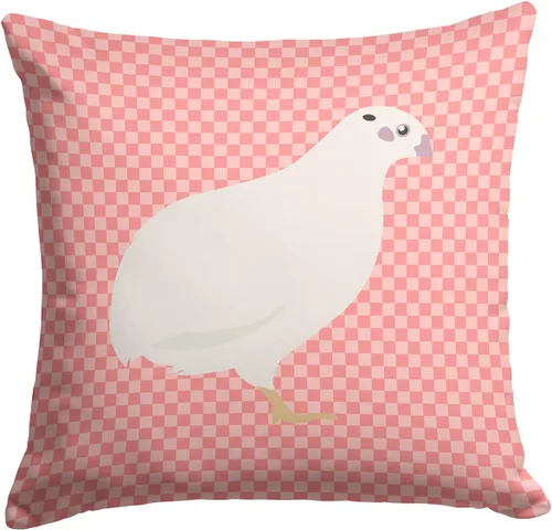 Vista 59 de Caroline's Treasures BB8163PW1414 Beltsville - Almohada decorativa de tela a cuadros pequeños, color blanco, pavo y gallina azul, lavable a máquina