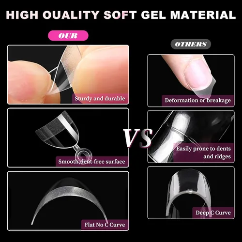 Vista 6 de Puntas de uñas cortas de almendra, puntas de uñas de gel suave