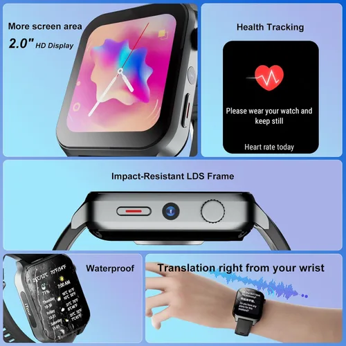 Vista 9 de Reloj inteligente, reloj de traducción inteligente en tiempo real, traducción de voz instantánea bidireccional, dispositivo de traductor de idiomas