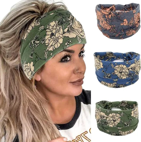 Vista 11 de K-Elewon Paquete de 3 diademas elásticas anchas para mujer, bandas para el cabello para yoga, deportes