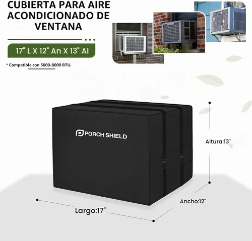 Vista 2 de Porch Shield Cubierta para Aire Acondicionado de Ventana Exterior – Cubierta de Aislamiento de Invierno para Aire Acondicionado de Ventana para Negro