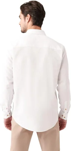 Vista 4 de Avva Men's 100% Cotton, Regular Fit, Long Sleeve, Button Collar, Dobby Shirt, S-2X Large, White