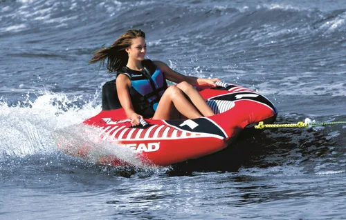 Vista 2 de Airhead Viper Remolque 1-3 modelos de jinete, tubo para navegación y deportes acuáticos, cubierta de nailon completa resistente