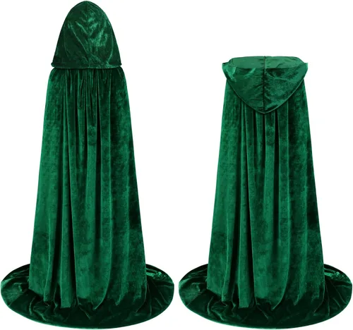 Vista 7 de Sarfel Capa de terciopelo con capucha, capa de Halloween, disfraz de bruja para mujer, capa de vampiro, bata de mago para hombre, disfraz de cosplay