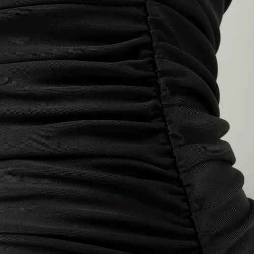 Vista 6 de RXRXCOCO - Traje de baño fruncido de una pieza, con cuello en V, para mujer, con control de abdomen y cuello halter