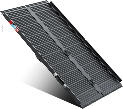 Vista 11 de WHALEMOTOR Rampa portátil para silla de ruedas negra, rampa de aluminio sin costuras y antideslizante de 2 pies, rampas plegables portátiles