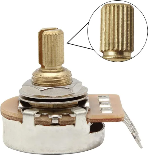 Vista 4 de FLEOR Potenciómetro de guitarra de eje dividido corto de 2 piezas A250K de 0.610 in, 24 líneas