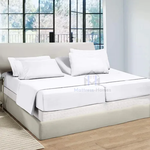 Vista 42 de Juego de sábanas divididas tamaño Queen para cama ajustable, juego de sábanas divididas de 5 piezas para cama Queen dividida de 600 hilos, 100%