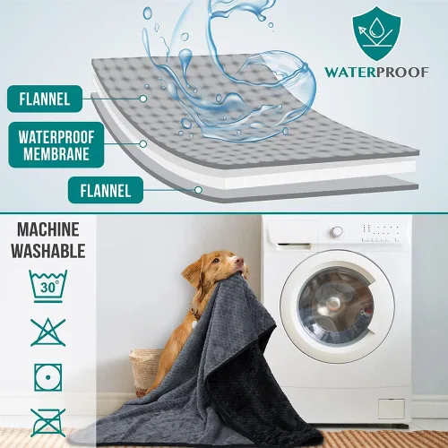Vista 4 de PetAmi Manta impermeable para perro, manta a prueba de fugas para perros pequeños y medianos, protector de sofá y muebles, manta de forro polar