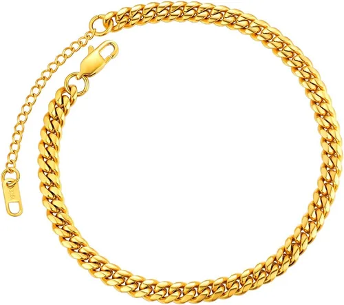 Vista 14 de ChainsPro - Pulsera de tobillo ajustable para mujer y hombre, estilos fígaro, trigo, bizantina, espiga, cubano, con cierre resistente, chapada