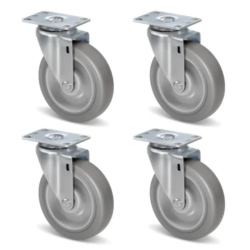 Vista 21 de Ruedas resistentes de 3 pulgadas, ruedas giratorias con frenos, ruedas de placa con rueda de goma para muebles, plataforma, camión, carrito
