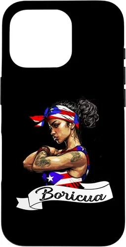 Vista 20 de Funda para iPhone 16 chica puertorriqueña Boricua Puerto Rico Flag Pride Mujer