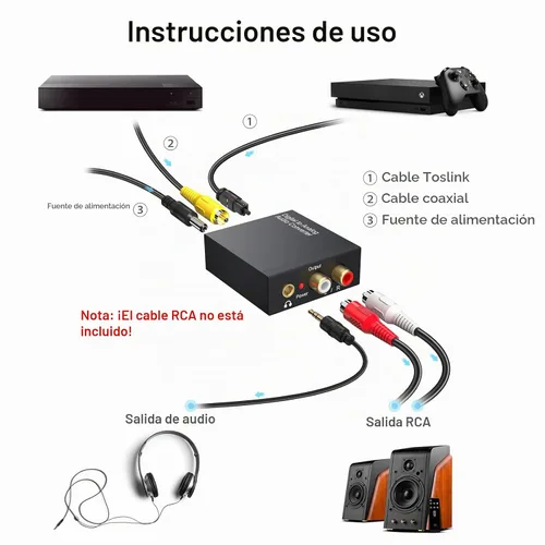 Vista 3 de Convertidor de audio digital a analógico de 192 KHz, convertidor óptico coaxial DAC SPDIF digital a L/R RCA, adaptador de audio Toslink óptico a