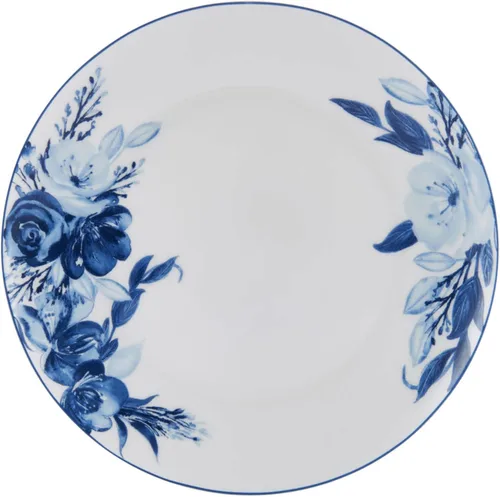 Vista 8 de Mikasa Darcy Bone China - Juego de vajilla ligera de porcelana Bone China de 12 piezas resistente a astillas, servicio para 4, azul y blanco