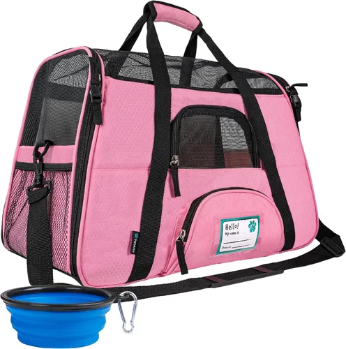 Vista 14 de PetAmi Transportador de mascotas aprobado por aerolíneas para gatos, transportador de perros de lados suaves para perros pequeños, suministros