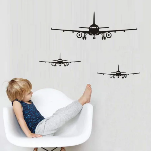 Vista 2 de 3 calcomanías de decoración de pared de avión, calcomanías de arte de pared extraíbles para bricolaje Decoración del hogar para sala de estar