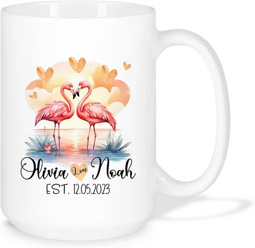 Vista 13 de Taza de café personalizada con diseño de zorro de 11 onzas, 15 onzas, divertida taza de viaje para pareja de zorros, taza de té con nombre y fecha