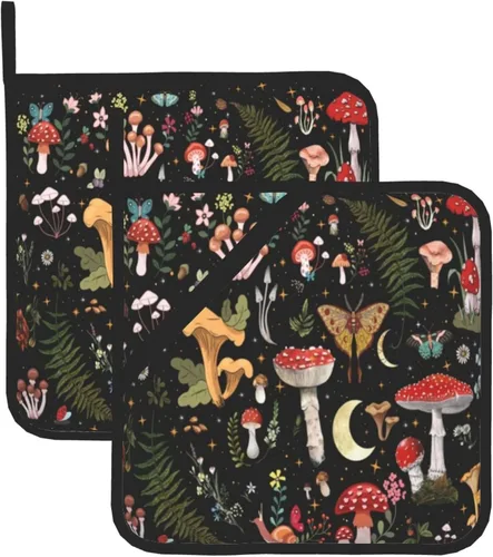 Vista 8 de Juego de 2 soportes para ollas de pan de jengibre de Navidad, resistentes al calor, resistentes al calor, forro de algodón, almohadillas calientes