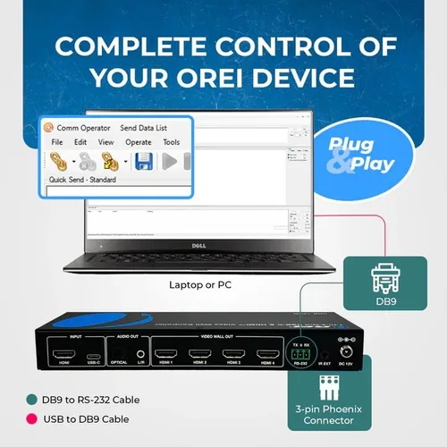 Vista 3 de OREI Cable serie Phoenix de 3 pines DB-9 a RS-232, 4 pies, Windows y Mac