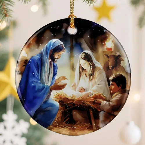 Vista 14 de Adorno de Cruz Católica, Adornos de Navidad Cristianos, Adornos de Árbol de Navidad, Decoración Religiosa de Vacaciones Regalos para Cristianos