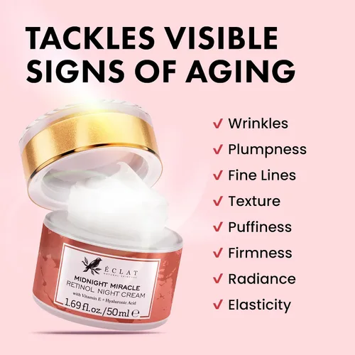 Vista 5 de Eclat Skincare Set de crema de noche de retinol + crema de ácido hialurónico - Crema hidratante de retinol con ácido hialurónico + crema hidratante