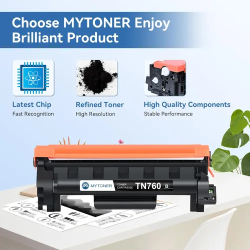 Vista 6 de MYTONER Cartucho de tóner compatible para Brother TN760 TN730 TN-730/TN-760 negro de alto rendimiento para impresora MFC-L2690DW MFC-L2710DW