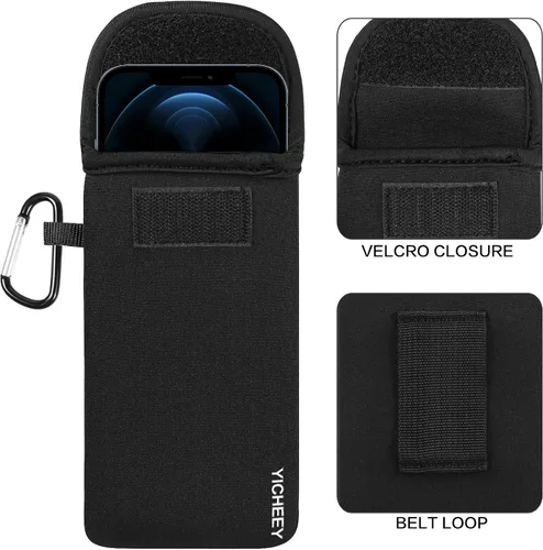 Vista 4 de Funda de neopreno para teléfono con clip para cinturón y correa de cordón compatible con iPhone 17 Pro 16e Air XS Max XR/Galaxy S26 S25 S21 FE Note