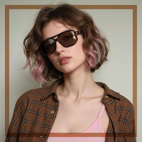 Vista 3 de Retro Aviator Sunglasses for Women Men - 70s Trendy Square Vintage Shade Sun Glasses UV Protection