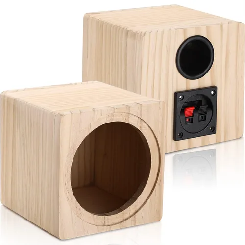 Vista 3 de Facmogu - Caja de altavoz de madera con puerto de 8 pulgadas, caja de madera maciza sin ventilación Empty Wooden Speaker Box with Grill Cover &