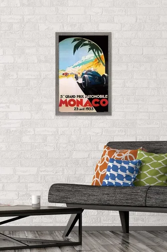 Vista 2 de Trends International Grandprix Automobile Monaco 1933 - Póster de pared Versión enmarcada Barnwood