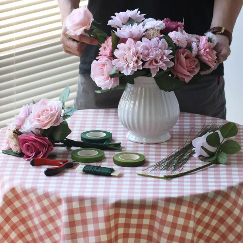 Vista 5 de Supla Kit de arreglos florales, herramientas florales, cortador de alambre, alambre floral, calibre 26 y calibre 22, cintas florales verdes