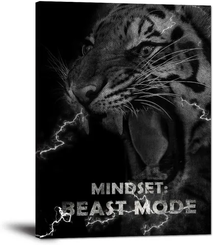 Vista 53 de Inspirational Hustle Wall Art - Lion Head withEncouraging Quotes Canvas Print Motivational Wall Decor, Black and White Office Picturtes Success